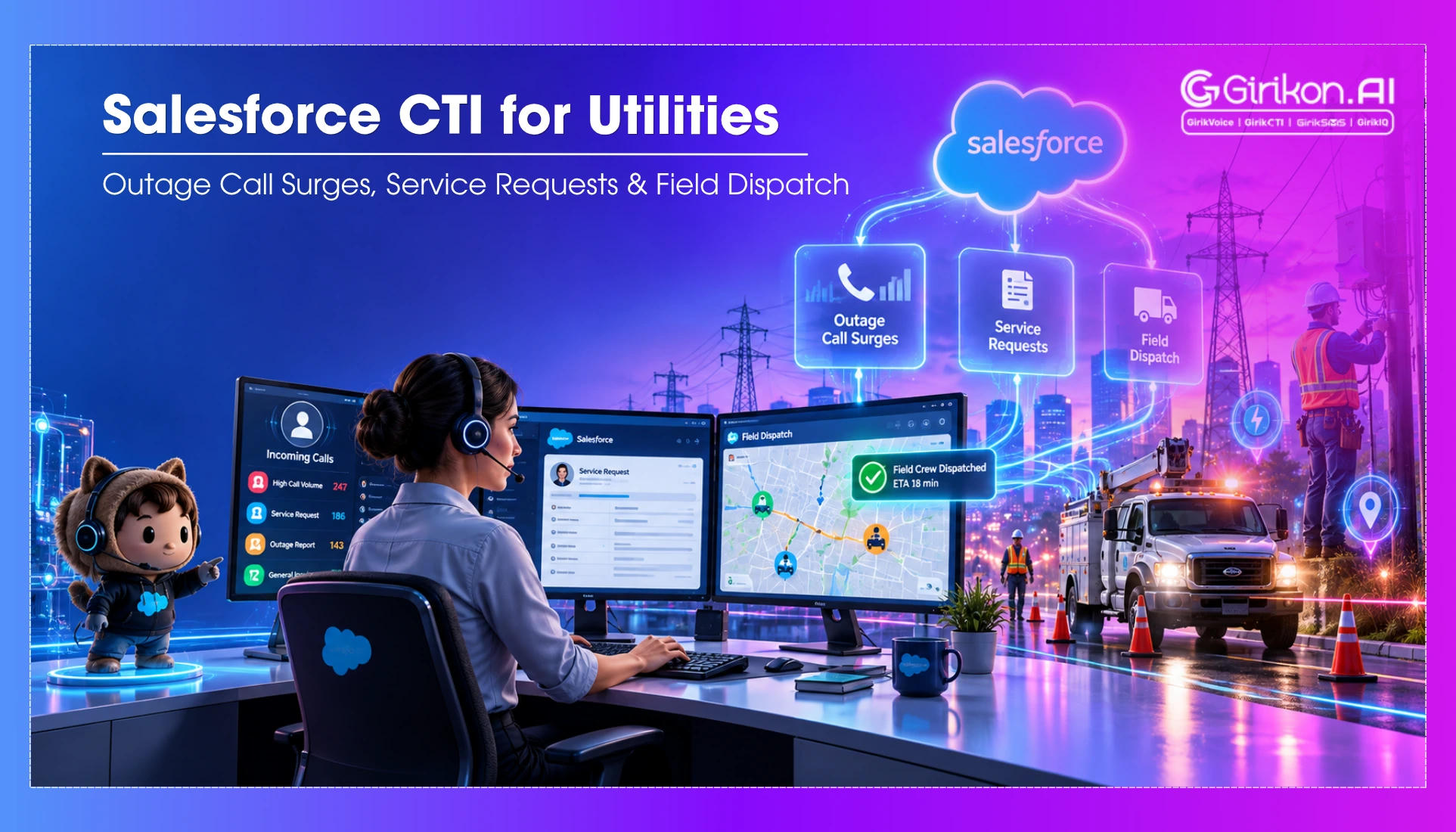Salesforce CTI for Utilities: Outage Call Surges, Service Requests & Field Dispatch